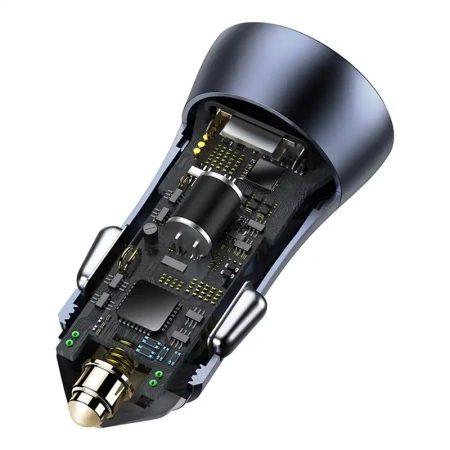 Ładowarka samochodowa Baseus Golden Contactor Pro, USB + USB-C, QC4.0+, PD, SCP, 40W (szara)