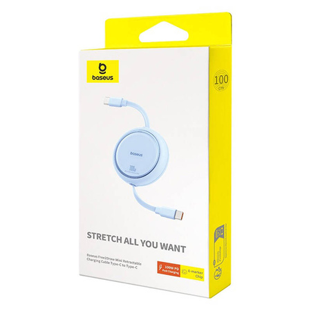 KABEL USB-C DO USB-C BASEUS FREE2DRAW, PD, 100W, 1M (NIEBIESKI)