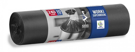 WORKI NA ŚMIECI SUPERMOCNE ANNA ZARADNA CZARNE 240L 10SZT
