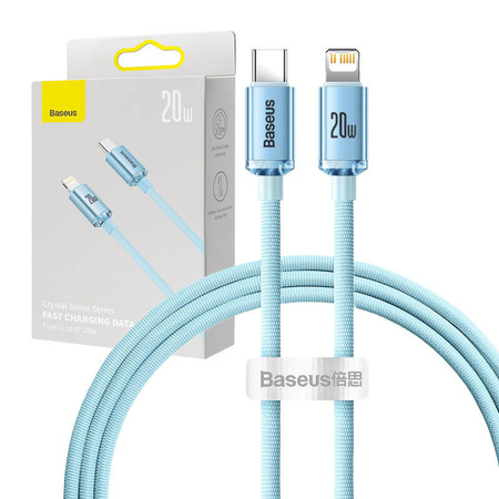 KABEL USB-C DO IP BASEUS CRYSTAL SHINE,  20W, 1.2M (NIEBIESKI)