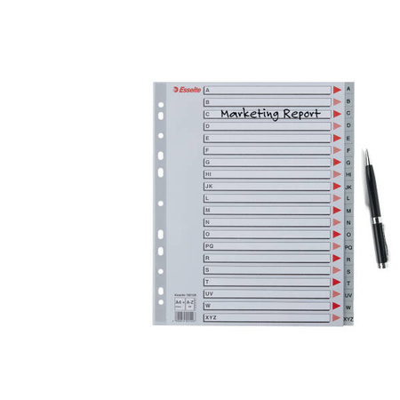 PRZEKŁADKI A-Z A4 MAXI ESSELTE 100129 SZARY PP