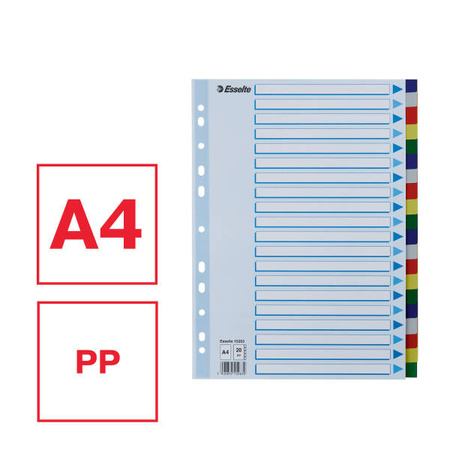 PRZEKŁADKI A4 ESSELTE 15263 MIX PP 20SZT