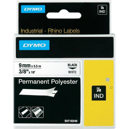 TASIEMKA ORYGINALNA CZARNA/BIAŁA DYMO S0718240/18482=18766 9MM X 5,5 M