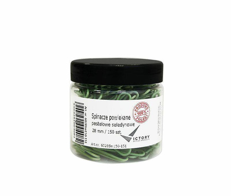 SPINACZE OKRĄGŁE 28MM VICTORY OFFICE PRODUCTS 6028SM150-151 PASTELOWE SELEDYNOWE METALOWEPOWLEKANE W SŁOIKU MAŁYM 150SZT