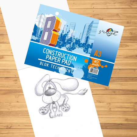 BLOK TECHNICZNY A3 S'COOL BIAŁY 10KART