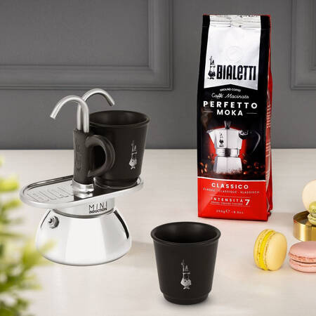 KAWIARKA BIALETTI - SET MINI EXPRESS INDUCTION 2TZ CZARNA + 2 FILIŻANKI