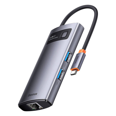 HUB 4W1 BASEUS METAL GLEAM SERIES, USB-C DO 3X USB 3.0 + ETHERNET RJ45