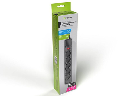 TRACER LISTWA ZASILAJĄCA TRACER POWERGEAR 3 M BLACK 5 GNIAZD