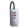 Ładowarka samochodowa Baseus Share Together z przedłużaczem, 3x USB, USB-C, 120W (szara)