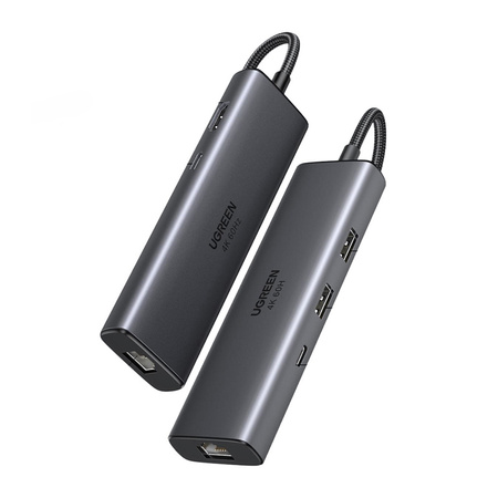 ADAPTER / HUB USB-C 6W1 UGREEN CM512, HDMI 4K@60HZ, 2X USB, RJ45, PD 100W