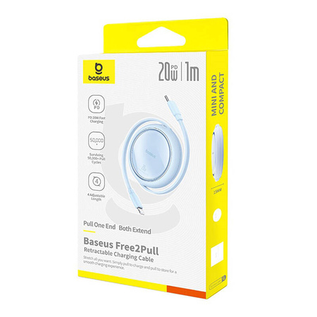 Kabel BASEUS Free2Pull USB-C-Lightning 1m 20W (niebieski)