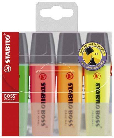 Zakreślacz STABILO BOSS 70/4 mix*4 2-5mm 4szt.