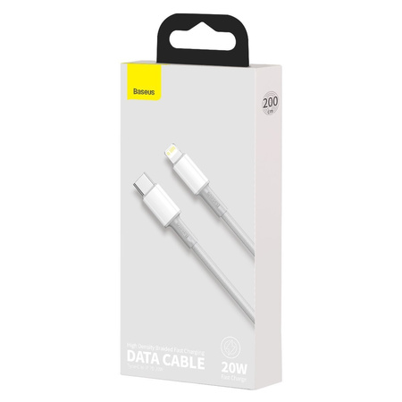 Kabel BASEUS High Density Braided USB-C-Lightning 2m (biały)