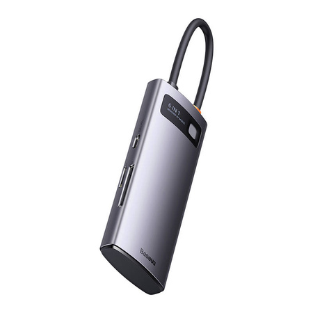 HUB 6W1 BASEUS METAL GLEAM SERIES, USB-C DO 3X USB 3.0 + USB-C PD + MICROSD/SD