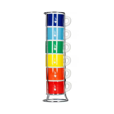 BIALETTI COLOR - ZESTAW 6 FILIŻANEK DO ESPRESSO NA STOJAKU