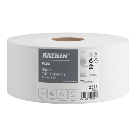 PAPIER TOALETOWY DWUWARSTWOWY KATRIN PLUS GIGANT 2511 SUPER BIAŁY 100 M 12 SZT.