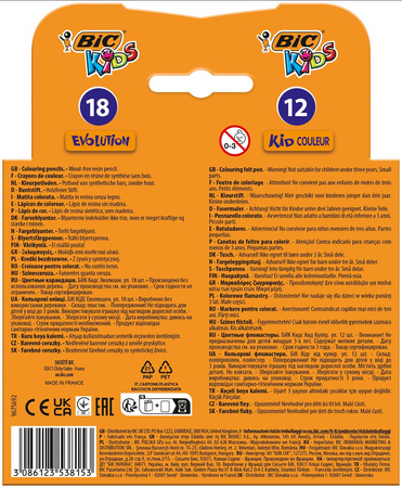 ZESTAW 12 PISAKÓW BIC KIDS KID COULEUR 18 KREDEK BIC KIDS EVOLUTION ECOLUTIONS BIC KIDS PANDA 9648271