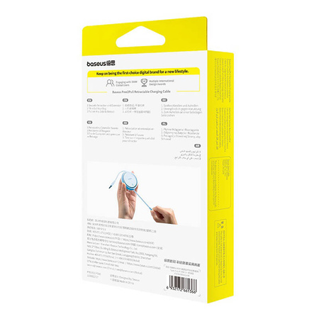 Kabel BASEUS Free2Pull USB-C-Lightning 1m 20W (niebieski)