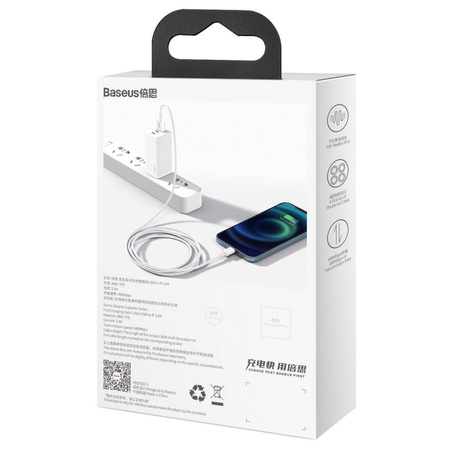 KABEL USB DO LIGHTNING BASEUS SUPERIOR SERIES, 2.4A, 2M (BIAŁY)