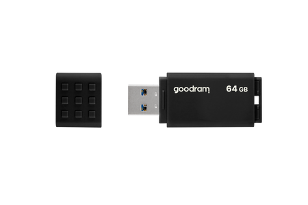 GOODRAM USB FLASH DISK, USB 3.0, 64GB, UME3, CZARNY, UME3-0640K0R11, USB A, Z OSŁONĄ