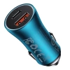 Ładowarka samochodowa Baseus Golden Contactor Max, USB + USB-C, 60W (niebieska)