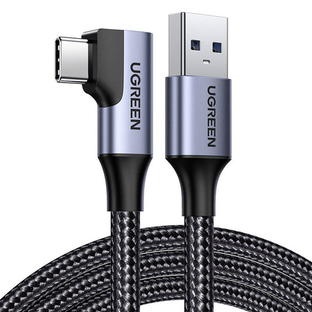 Kabel UGREEN US385 USB-A-USB-C 1m kątowy (czarny)
