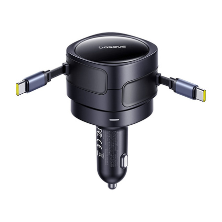 Ładowarka samochodowa Baseus Enjoyment Max z kablami USB-C+USB-C 60W Czarny