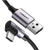 KABEL USB DO USB-C KĄTOWY UGREEN US284, 3A , 2M (CZARNY)