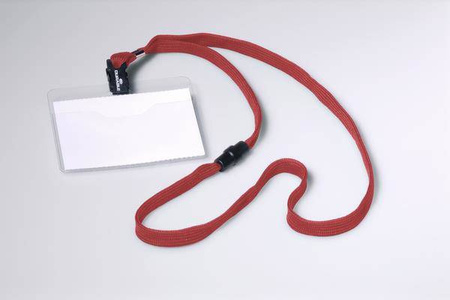IDENTYFIKATOR OTWARTY OD GÓRY 60X90MM DURABLE 813903 Z CZERWONĄ TAŚMĄ Z PRZEZROCZYSTEJ TWARDEJ FOLII 1 SZT.