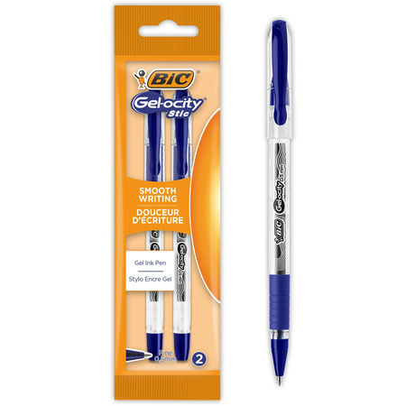 DŁUGOPIS ŻELOWY Z GUMOWANYM UCHWYTEM BIC GEL-OCITY STIC 989707 NIEBIESKI 0.5MM TRANSPARENTNA OBUDOWA 2SZT