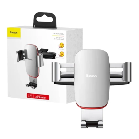 SAMOCHODOWY UCHWYT GRAWITACYJNY BASEUS METAL AGE DO SLOTU CD (SREBRNY)