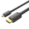 KABEL HDMI-D MĘSKI DO HDMI-A MĘSKI VENTION AGIBG 1,5M, 4K 60HZ (CZARNY)