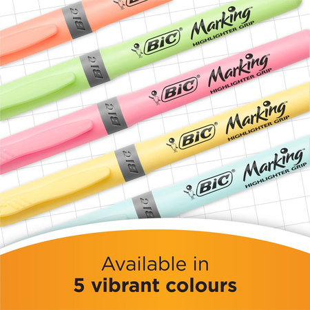 ZAKREŚLACZ BIC HIGHLIGHTER GRIP PASTEL 992561 MIX*6 1.6-3.3MM 6SZT