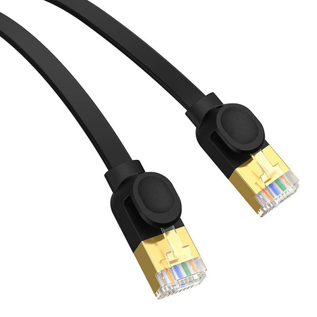 PŁASKI KABEL SIECIOWY BASEUS ETHERNET RJ45, GIGABIT, CAT.7, 2 M (CZARNY)