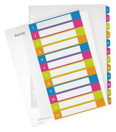 Przekładki 1-12 A4 LEITZ WOW numeryczne 12440000 plastikowe