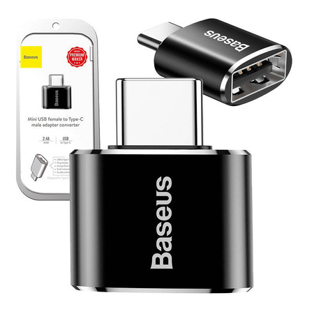 ADAPTER BASEUS USB DO USB TYPE-C 2,4A (CZARNY)
