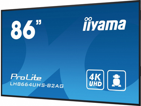 IIYAMA MONITOR 86 CALI LH8664UHS-B2AG,24/7,IPS,ANDROID.11,4K,3XHDMI,RJ45, 2XUSB,WIFI