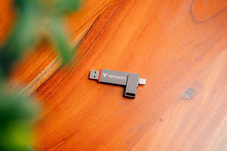 VERBATIM USB FLASH DISK, USB C A USB 3.2 GEN 1, 256GB, DUAL QUICKSTICK, SZARY, 32041, USB C, Z OCZKIEM NA BRELOK