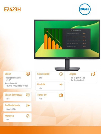 DELL MONITOR E2423H 23.8 CALI VA LED FULL HD (1920X1080) /16:9/VGA/DP/3Y AES