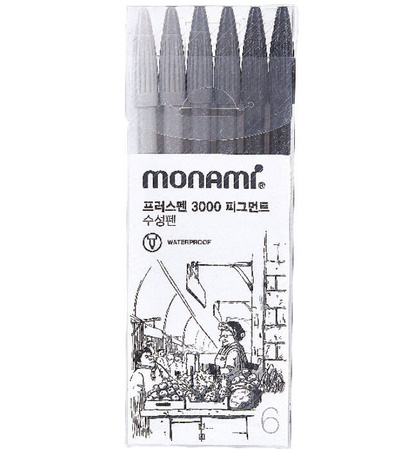 CIENKOPIS MONAMI PEN 3000 160-2432 6 ODC. SZAROŚCI 0.4MM 6SZT