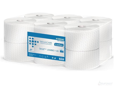 PAPIER TOALETOWY DWUWARSTWOWY CELULOZOWY VELVET CARE JUMBO 140 COMFORT 4100540 BIAŁY 140M 12 SZT.
