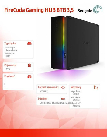 SEAGATE DYSK TWARDY FIRECUDA GAMING HUB 8TB 3,5 STKK8000400