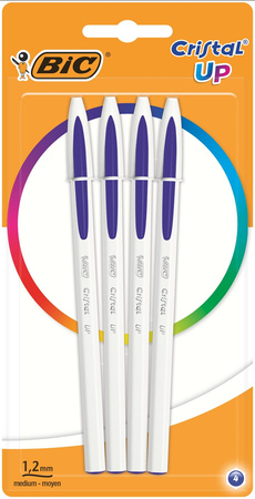 DŁUGOPIS BIC CRISTAL UP 949875 NIEBIESKI 1.2MM BIAŁA OBUDOWA BLISTER 4SZT