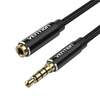 KABEL AUDIO TRRS 3,5MM MĘSKI DO 3,5MM ŻEŃSKI VENTION BHCBF 1M CZARNY