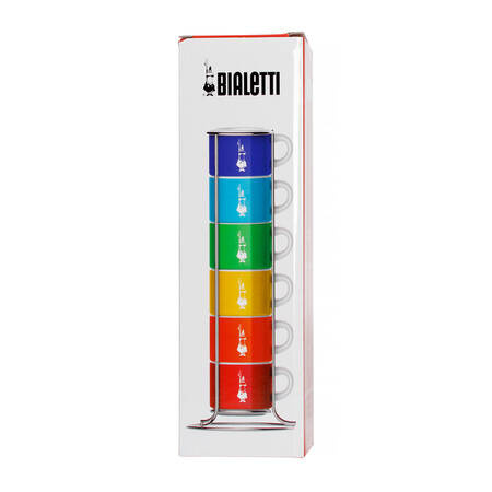 BIALETTI COLOR - ZESTAW 6 FILIŻANEK DO ESPRESSO NA STOJAKU