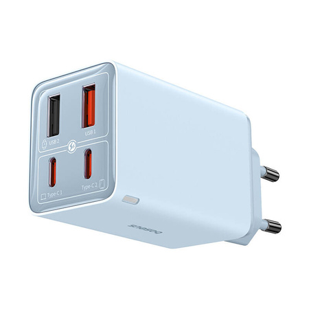 ŁADOWARKA SIECIOWA BASEUS GAN6 PRO, 2XUSB-C + 2XUSB, 65W (NIEBIESKA)