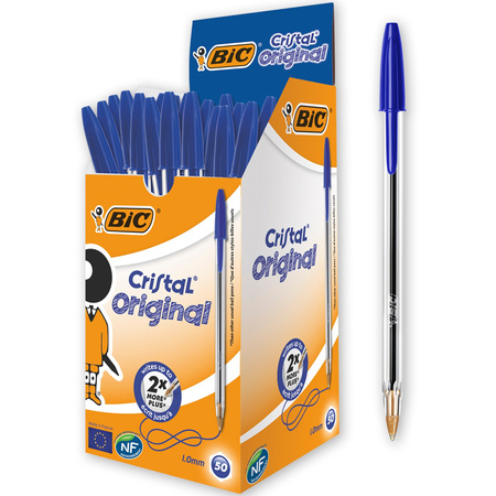 Długopis BIC CRISTAL 8478981 niebieski 1.0mm przezroczysta obudowa