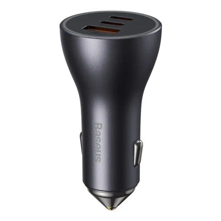 Ładowarka samochodowa Baseus Golden Contactor Pro, 2x USB-C, 1x USB, 65W (szara)