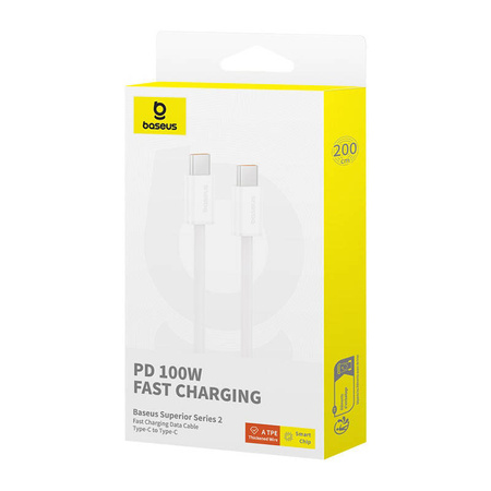 KABEL SZYBKIEGO ŁADOWANIA USB-C DO USB-C BASEUS SUPERIOR 2 100W 2M (BIAŁY)