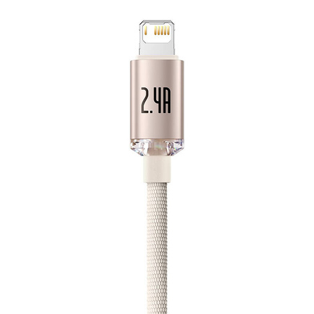 KABEL USB DO IP BASEUS CRYSTAL SHINE, 2.4A, 1.2M (RÓŻOWY)